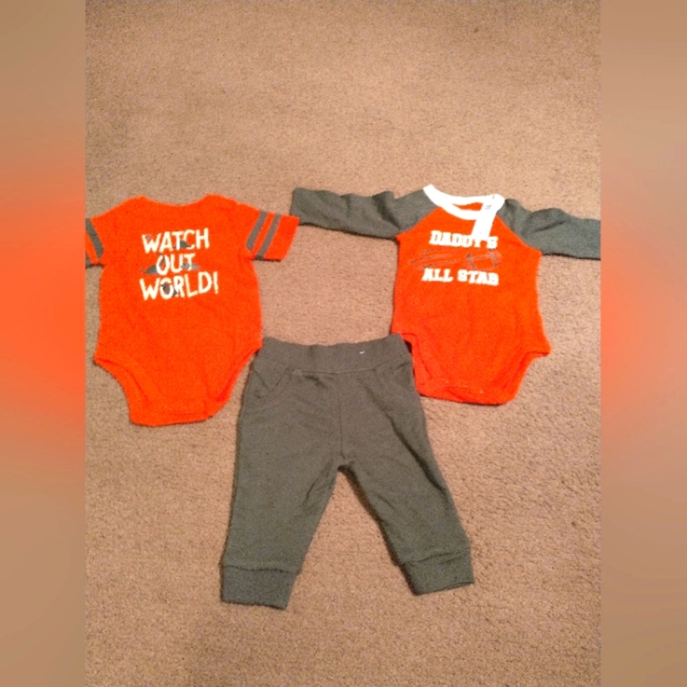 New With Tags Baby Outfit Set - Orange and Gray